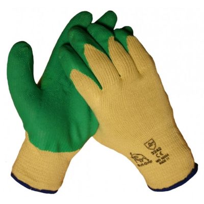 Bull Progrip groene werkhandschoen met latex anti slip coating op een katoenen onderhandschoen 10304
