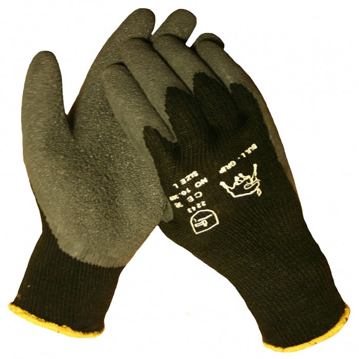 Bull Progrip Thermo werkhandschoen met zwarte latex antislip coating op een acryl gebreide onderhandschoen 10309