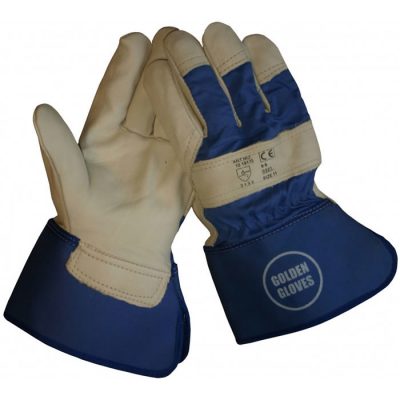 HSGH golden glove rund/boxlederen werkhandschoen met flanel voering en 10cm kap 10195