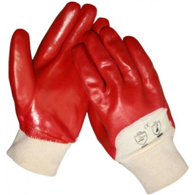 HSGH Rode PVC werkhandschoen met ventilerende rug en tricot boord 10370