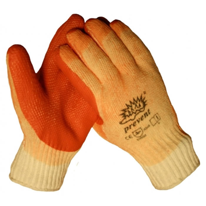 Prevent oranje werkhandschoen met latex coating op een gebreide onderhandschoen 10310